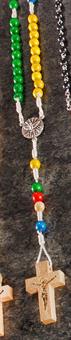 Holy Rosary, 
with colourful pearls
crucifix with golden print 
