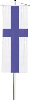 Kirchenfahne evangelisch "weißer Grund - violettes Kreuz", 300 x 120 cm 