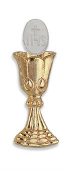 Deco ornament "chalice with host", height: approx. 5 cm, gold-coloured 